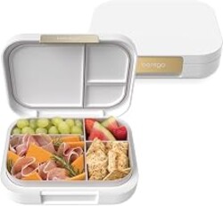 Bentgo Modern Adult Bento Lunch Box with 3-4 Compartments | Leak-Resistant, 5.5-Cup Capacity, Adjustable Divider, Microwave & Dishwasher-Safe Tray (White)