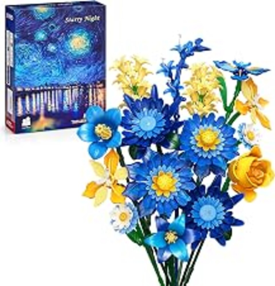 EWED Starry Flowers Building Set for Adults Compatible with Lego Botanicals | Artificial Flower Bouquet, Christmas Valentine's Day Birthday Gift for Her Women Girl Girlfriend Home Office Decor