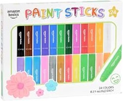 Amazon Basics Tempera Paint Sticks for Kids and Students, Washable, Twist-Up Design, 24 Colors