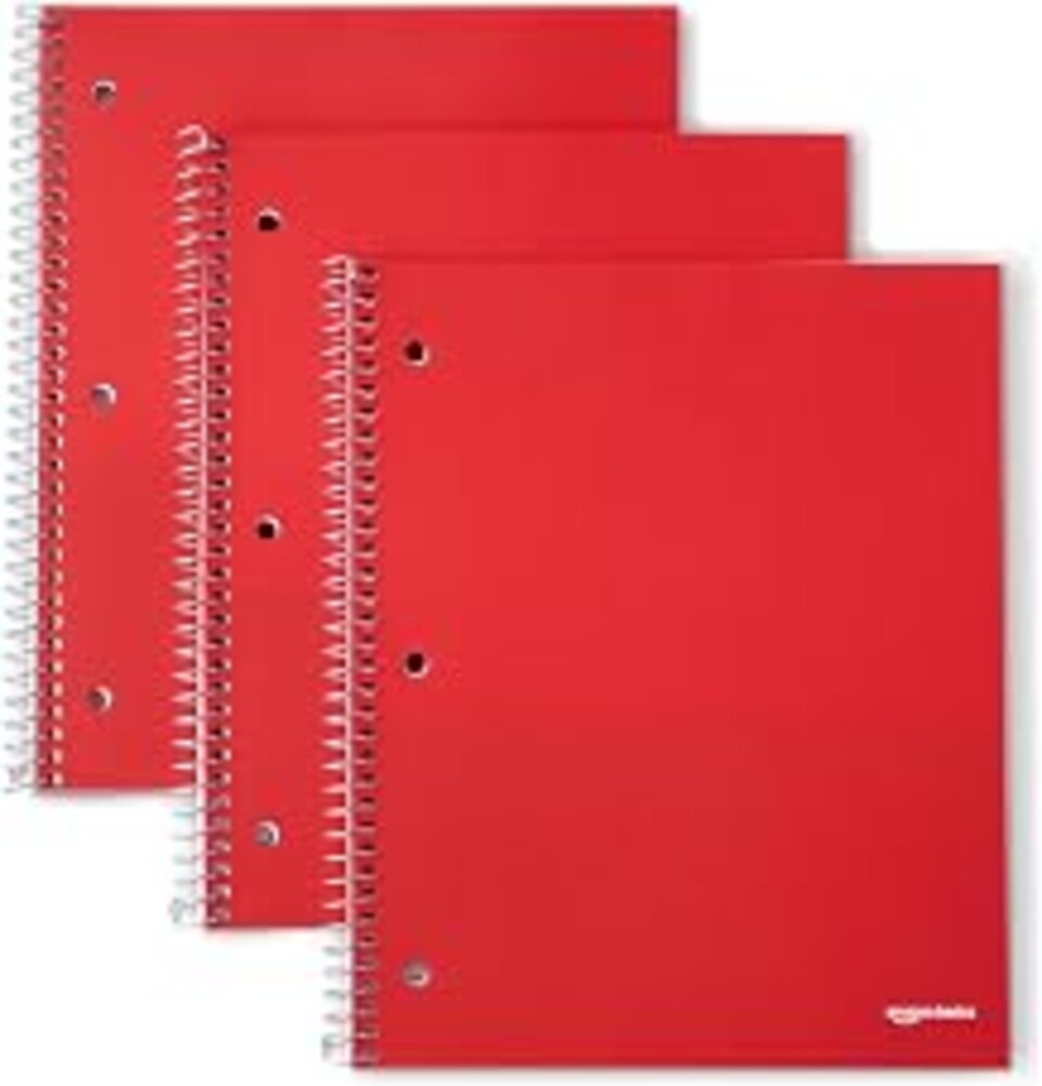 Amazon Basics 4x4 Graph Ruled Spiral Notebook, Poly Cover, 100 Sheets, 9" x 11", Coral, 3 pack