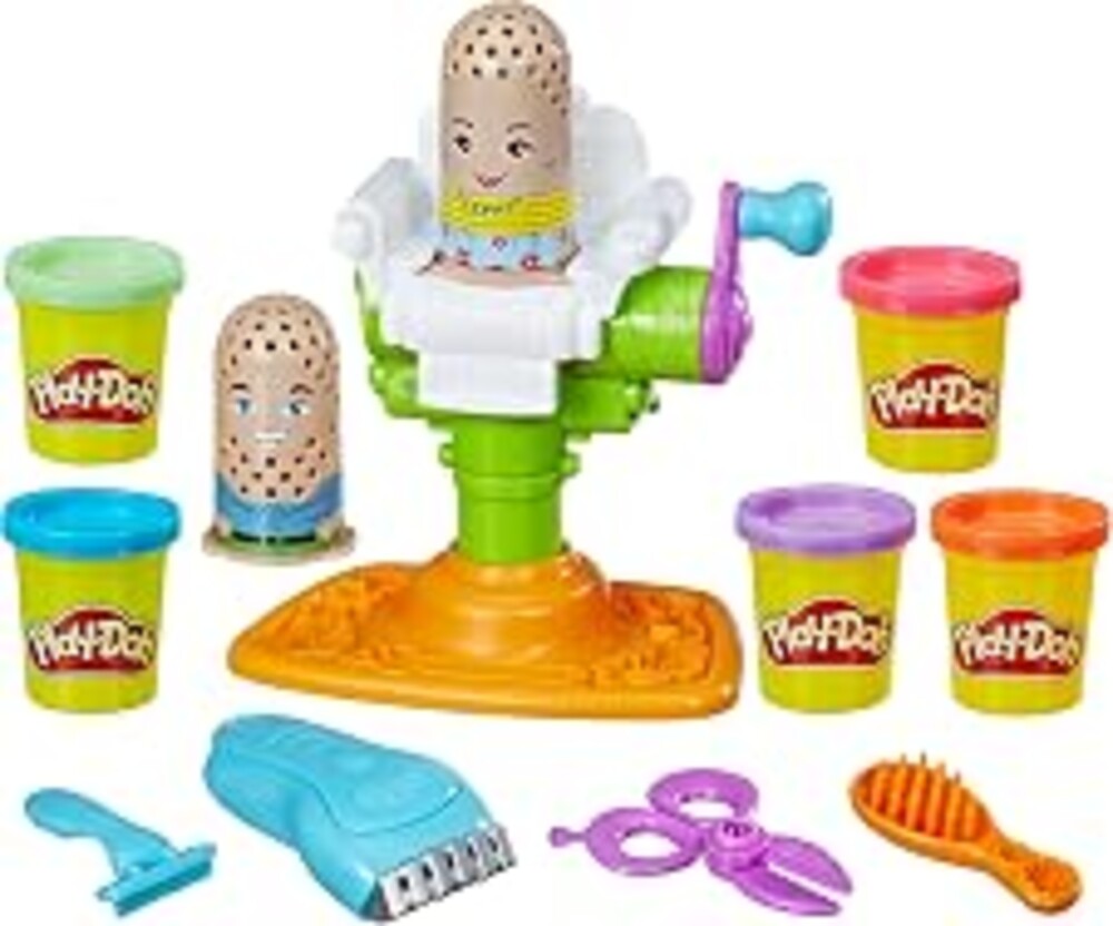 Play-Doh Buzz 'n Cut Fuzzy Pumper Barber Shop Set, Electric Buzzer, 5 Colors of 2-Ounce Cans, Preschool Toys, Girls & Boys, Ages 3+ (Amazon Exclusive)