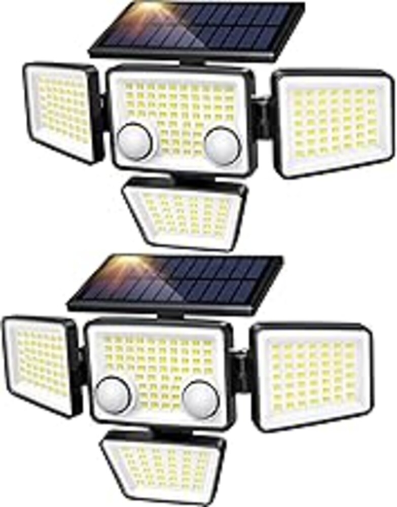 LYWALT Solar Outdoor Lights - 3000LM 188 LED Motion Sensor Outdoor Lights, 4 Heads Security Light,IP65 Waterproof, Easy Install,270°Wide Angle Flood Wall Light with 3 Modes for Backyard Yard