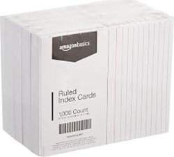 Amazon Basics Ruled Lined Index Cards for Study, Notes and Recipes, White, 3" x 5", 1,000 Count (10 Pack of 100)