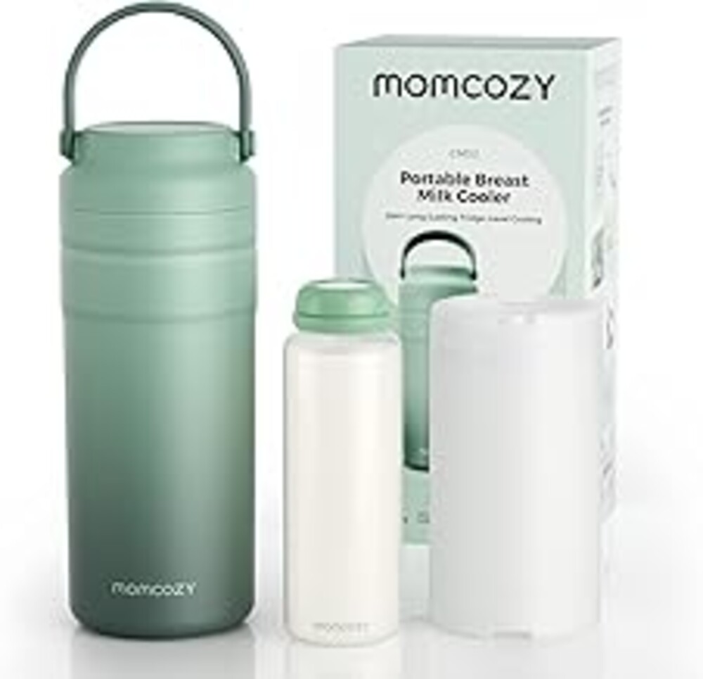 Momcozy Portable Breast Milk Cooler for Travel, 24H Ice-Free Cooling | 360° Surrounded Cooling Breastmilk Storage with 12oz Bottle, Leak Proof, Hassle-Free, Baby Breastfeeding Essentials for Mom