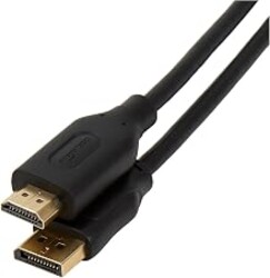 Amazon Basics DisplayPort to HDMI Display Cable, Uni-Directional, Video and Audio, Gold-Plated, 6 ft, Black, Case of 120