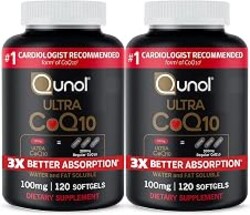 Qunol Ultra CoQ10 100mg, 3X Better Absorption, Antioxidant, 240 Softgels | #1 Cardiologist Recommended Supplement for Heart Health, Coenzyme Q10 Supplement to support Vascular Health & Cellular Energy