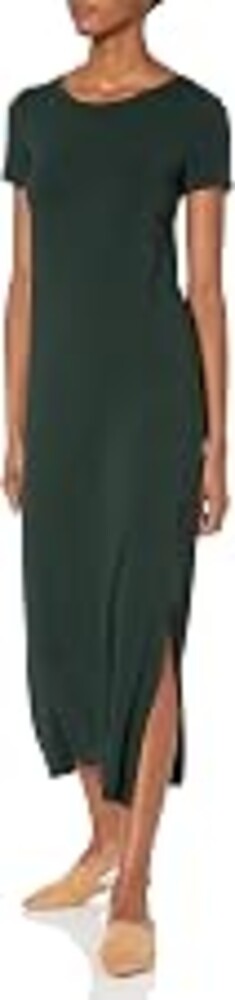 Amazon Essentials Women's Jersey Standard-Fit Short-Sleeve Crewneck Side Slit Maxi Dress