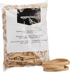 Amazon Basics Rubber Bands, Office Supplies, Size 64 (3-1/2 x 1/4 Inch), 320 Bands/1 lb Pack, 25-Pack, Tan