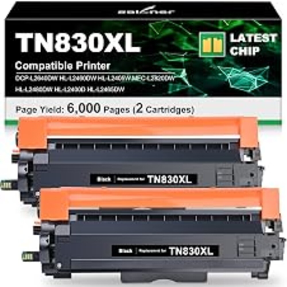 SAILNER Compatible TN830XL Toner Replacement for Brother TN830XL, 2 Black | Latest Chip TN830XL Toner Compatible with DCP-L2640DW HL-L2405W HL-L2460DW MFC-L2820DW Printer for Home Office Small Business