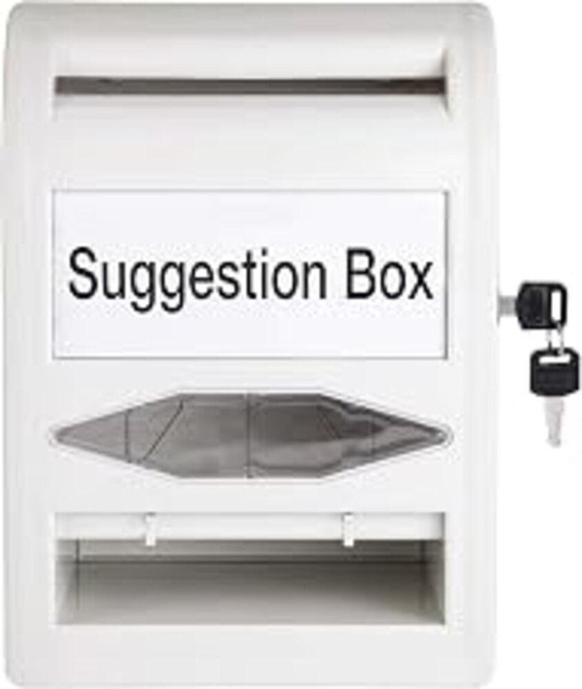 Amazon Basics ABS Suggestion Box with Lock and Key, Ballot Box for Voting, 8.2" x 4.7" x 11.3", Non-clear White
