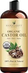 Handcraft Blends Organic Castor Oil 16 Fl Oz | 100% Pure and Natural | Premium Grade Carrier Oil | Hair, Eyelashes and Eyebrows | Hair and Body | Expeller-Pressed | Hexane-Free