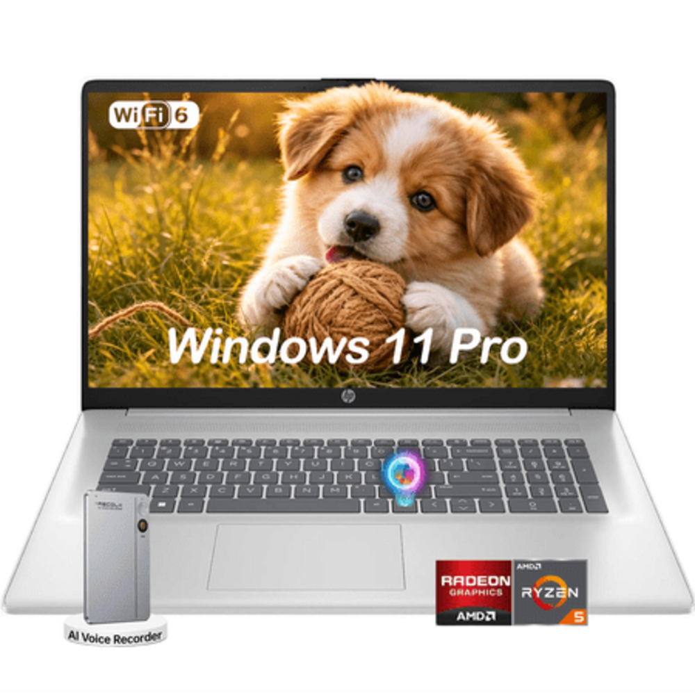 HP 17.3" HD+ Laptop for Business and Students - AMD Ryzen 5 7430U, 8GB RAM 256GB SSD, Backlit Keyboard, Win 11 Pro, w/Accessory