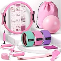 Jollcma Pilates Kit for Home Workout, All-in-One Yoga Pilates Equipment with 14.5" Pilate Ring and Small Exercise Ball Set, Pilates Essentials for Women at Home