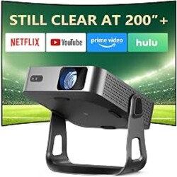 【Officially-Licensed APP & Native 1080P】Thinnest 1.81" Smart Mini Projector with WiFi and Bluetooth, Auto Focu & Keystone Portable Outdoor Projector, VOPLLS 4K Home Movie Projector
