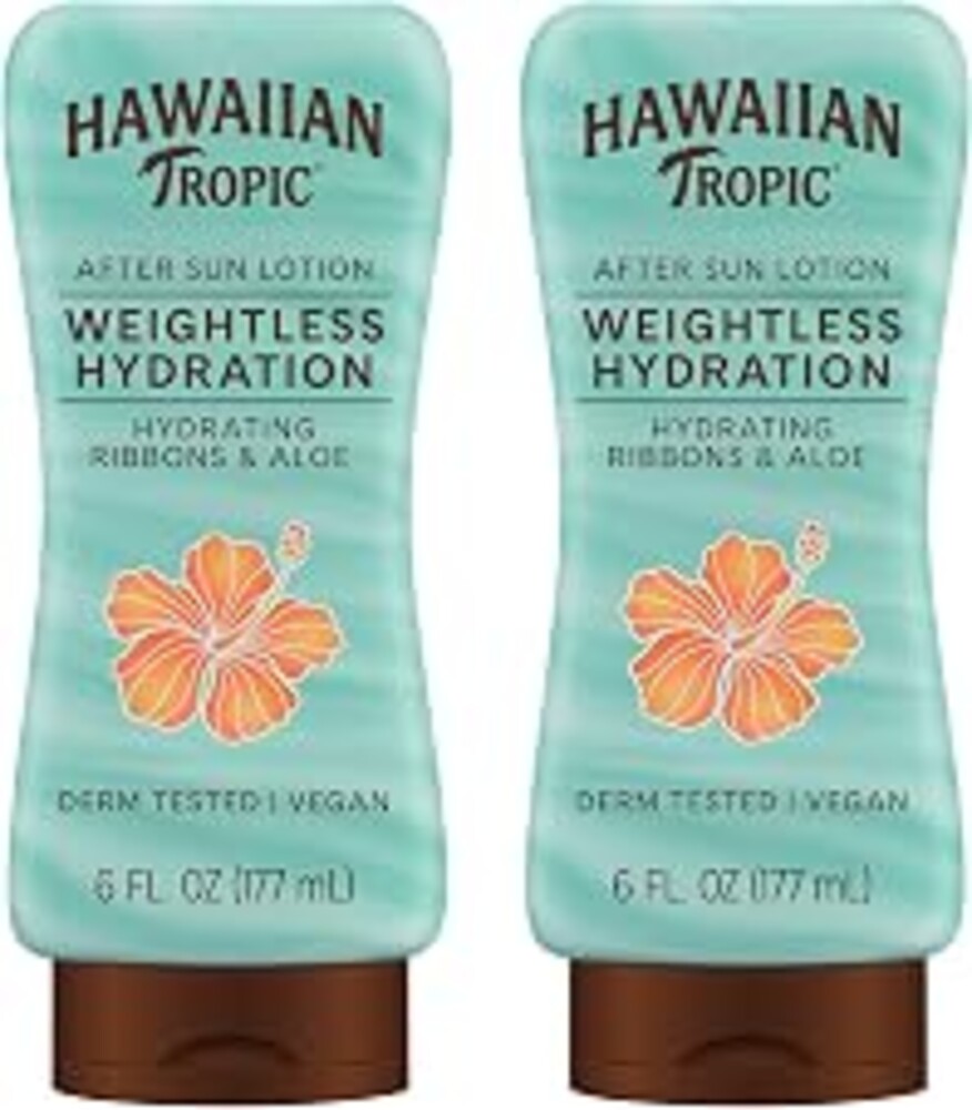 Hawaiian Tropic Weightless Hydration After Sun Lotion, 6 Fl Oz (2 Pack) | 24 hour moisturizing after sun care, Hydrating lotion with aloe and shea butter, Coconut papaya scent, Lightweight texture