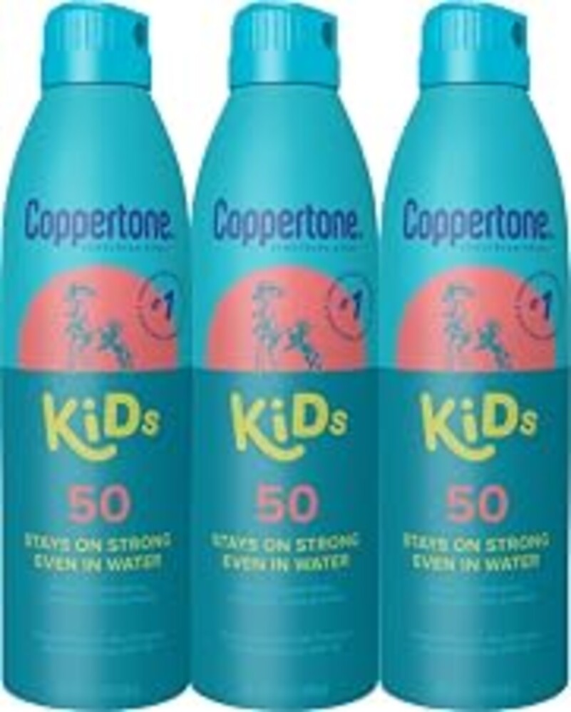 Coppertone Kids Sunscreen Spray SPF 50, Multipack, 3 x 5.5 OZ | Kids Sunscreen Spray, UVA/UVB Sun Protection, Water Resistant, PABA, Octinoxate, Oxybenzone and Dye Free