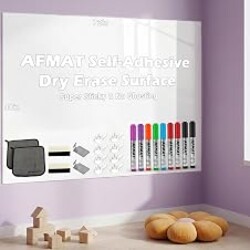 Dry Erase Whiteboard Paper, Large White Board Stickers for Wall, 6x4ft Dry Erase Paper Roll with Adhesive Backing, Perfect Replacement for White Board, No Ghost After 60 Days, 9 Much Better Markers