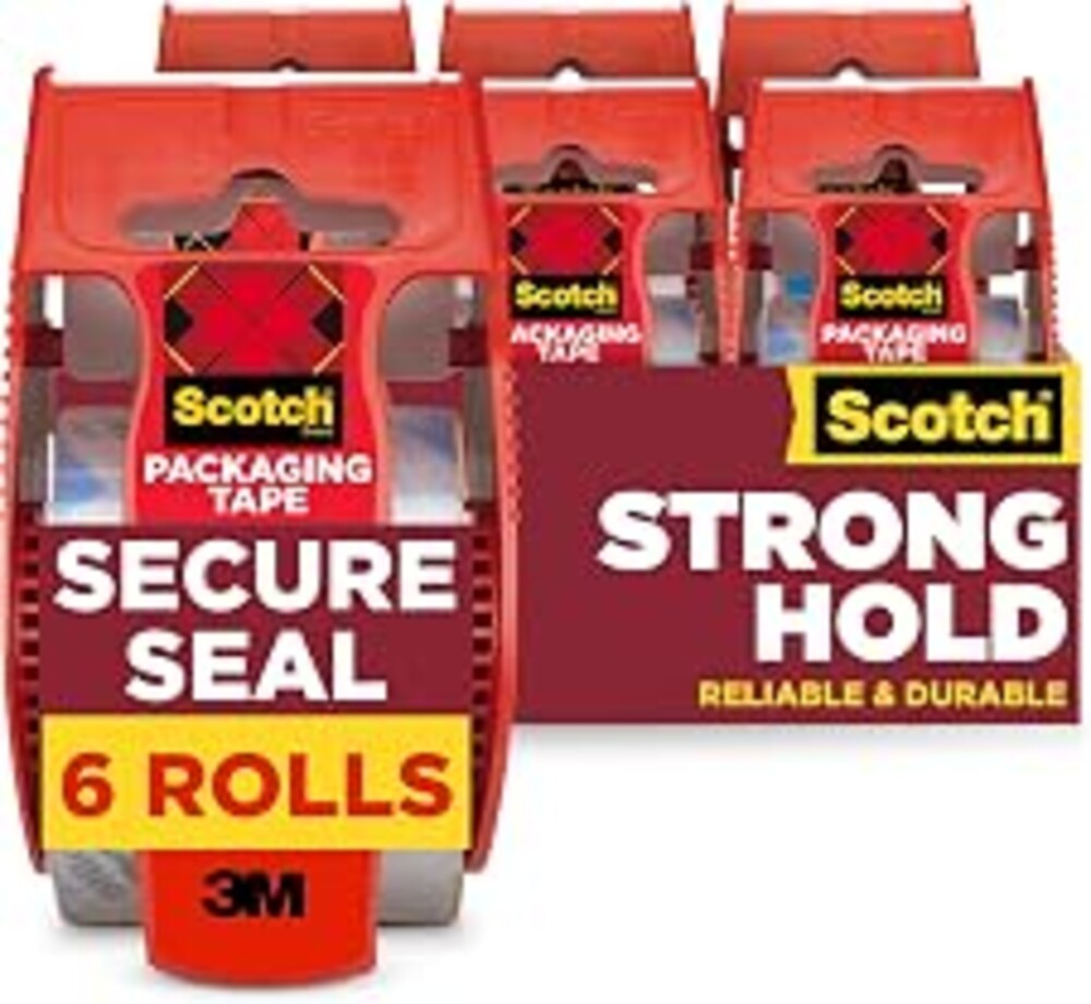 Scotch Secure Seal Packing Tape, Ultra Clear, 1.88 in x 800 in. | 6 Packaging Rolls, Reliable and Durable Seal, with Dispensers