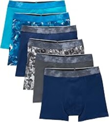 Hanes Boys' Moves Performance Underwear Boxer Brief, 6-pack, All Over Mesh Moisture Wicking Boxer Briefs