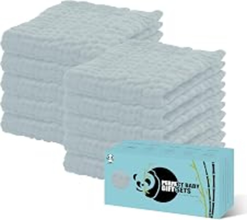 HIPHOP PANDA Large 100% Cotton Muslin Baby Burp Cloths - Reinforced Edges | 20 x 10 In Pre-Washed Ultra Absorbent and Soft Baby Essentials Drool Rags for Newborn Boy Girl - 10 Pack, Slate