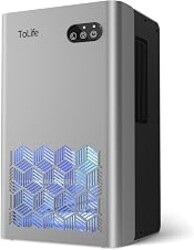 ToLife Dehumidifier, 1000 Sq Ft 95 oz Tank with Sleep Mode, Auto Shutoff | Portable for Home, Bedroom, Bathroom and Basement with 7-Color LED Light, Silver