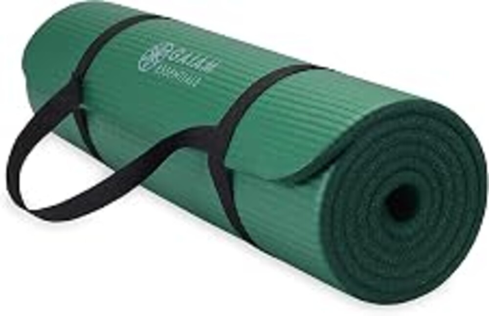 Gaiam Thick Yoga Mat, Exercise & Fitness Mat with Easy-Cinch Carrying Strap | Non-Slip NBR Foam | Joint Cushioning | Yoga, Pilates, Fitness & Floor Workouts | 72"L x 24"W