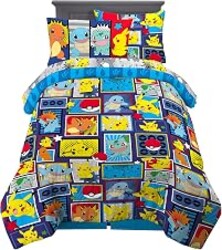 Pokémon Pikachu Twin Size Bedding, Kids Bedding Super Soft Cozy Reversible Comforter and Sheet Set with Sham, 5 Piece Twin Size, (Officially Licensed Product) by Franco