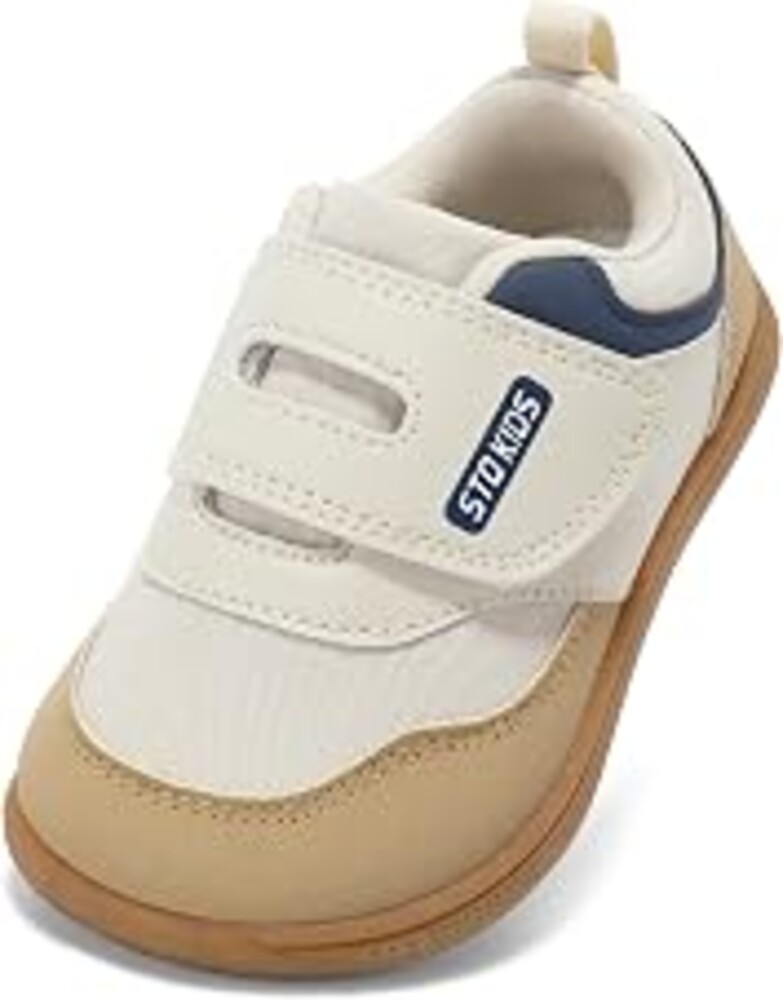 STQ KIDS Toddler Wide Toe Box Shoes Barefoot Boys Girls Fashion Sneakers | PVC non-slip outsole, Hook-and-loop strap, Breathable PU upper, Zero-drop flexible sole, Healthy foot development