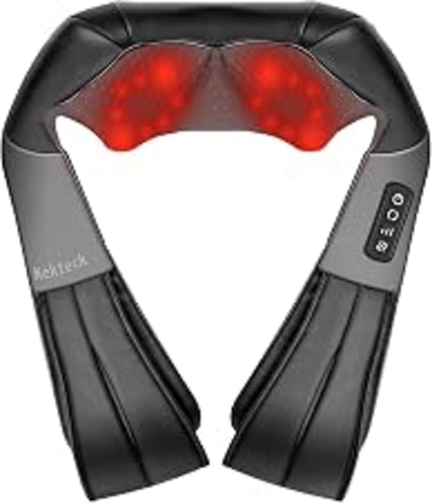 Nekteck Shiatsu Neck Massager with Heat for Pain Relief, NOT Cordless | 2026 Upgraded 3D Back Shoulder Kneading Massage Pillow, 3 Intensity Speeds Deep Tissue, Relaxation Gifts for Men Women, Black