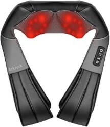 Nekteck Shiatsu Neck Massager with Heat for Pain Relief, NOT Cordless | 2026 Upgraded 3D Back Shoulder Kneading Massage Pillow, 3 Intensity Speeds Deep Tissue, Relaxation Gifts for Men Women, Black