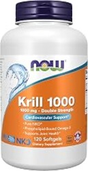 NOW Foods Supplements, Neptune Krill, Double Strength 1000 mg, Phospholipid-Bound Omega-3, 120 Softgels