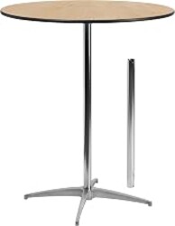 Flash Furniture Lars 36'' Round Wood Cocktail Table with 30'' and 42'' Columns, Wood Bar Height Table for Commercial or Residential Use, Natural