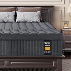 UniPon 14 inch Firm King Size Mattress, Hybrid King Mattress with Extra Back and Lumbar Support, Fiberglass Free, 365 Nights Trial & 10 Years Warranty, Motion Isolation, Enhenced Edge Support