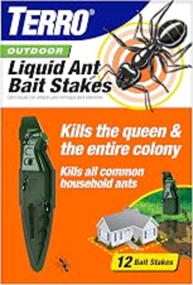 TERRO Outdoor Liquid Ant Bait Stakes, 12-Pack, Ready-to-Use Ant Killer Trap | Outdoor Ant Trap for Household Ants including Acrobat, Crazy, Ghost and Little Black Ants, Weatherproof Ant Colony Killer