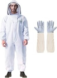 LONGADS Bee Suit for Men, Full Body Beekeeper Suit with Gloves and Veil L | Breathable 240GSM 70% cotton, 30% polyester bee suit for comfortable beekeeping, apiary work, backyard hives and Halloween