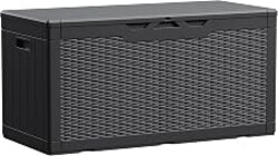 Devoko 100 Gallon Waterproof Resin Deck Box, Large Outdoor Storage Box | Indoor Outdoor Lockable Storage Container for Patio Furniture Cushions, Garden Tools & Pool Supplies