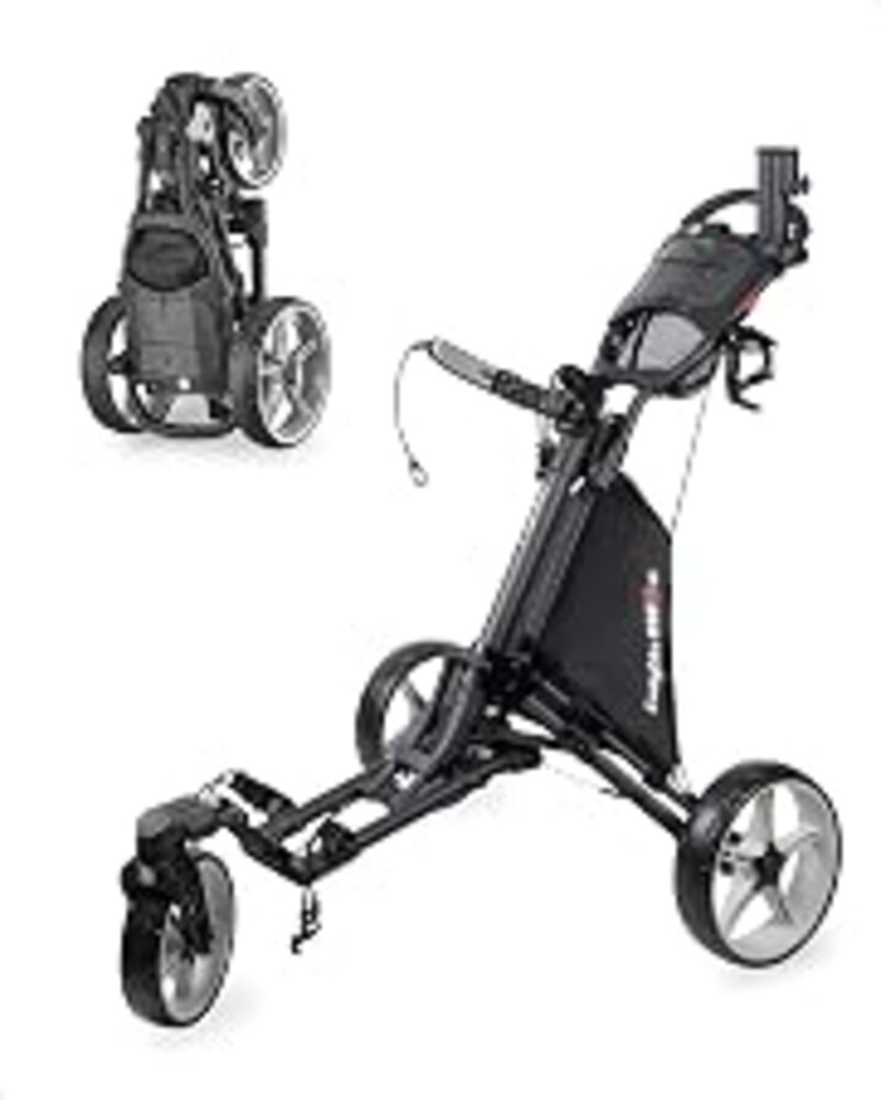 Caddytek CaddyLite ONE-Swivel V8 Golf Push Cart - Lightweight 3 Wheel Foldable Cart with One-Click Folding, 360° Swivel Front Wheel, Adjustable Handle, Cooler Basket, Umbrella & Drink Holder