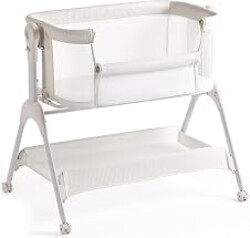 HARPPA Cuddly Sway Baby Bassinet Bedside Sleeper, 3 in 1 Rocking Bassinet | Full Mesh Sides, Premium Fiber Mattress, Cotton Quilted Cover, 5 Adjustable Heights, 360° Swivel Wheels, 3°-7° Incline Range
