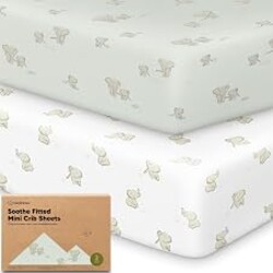 2-Pack Mini Crib Sheets Fitted, 38x26 Pack N Play Mattress Sheets (Elly) | Organic Cotton Sheets for Pack and Play Mattress, Soft, Breathable Playard Bedding Sheet, Mini Toddler Bed Cover, Boys, Girls