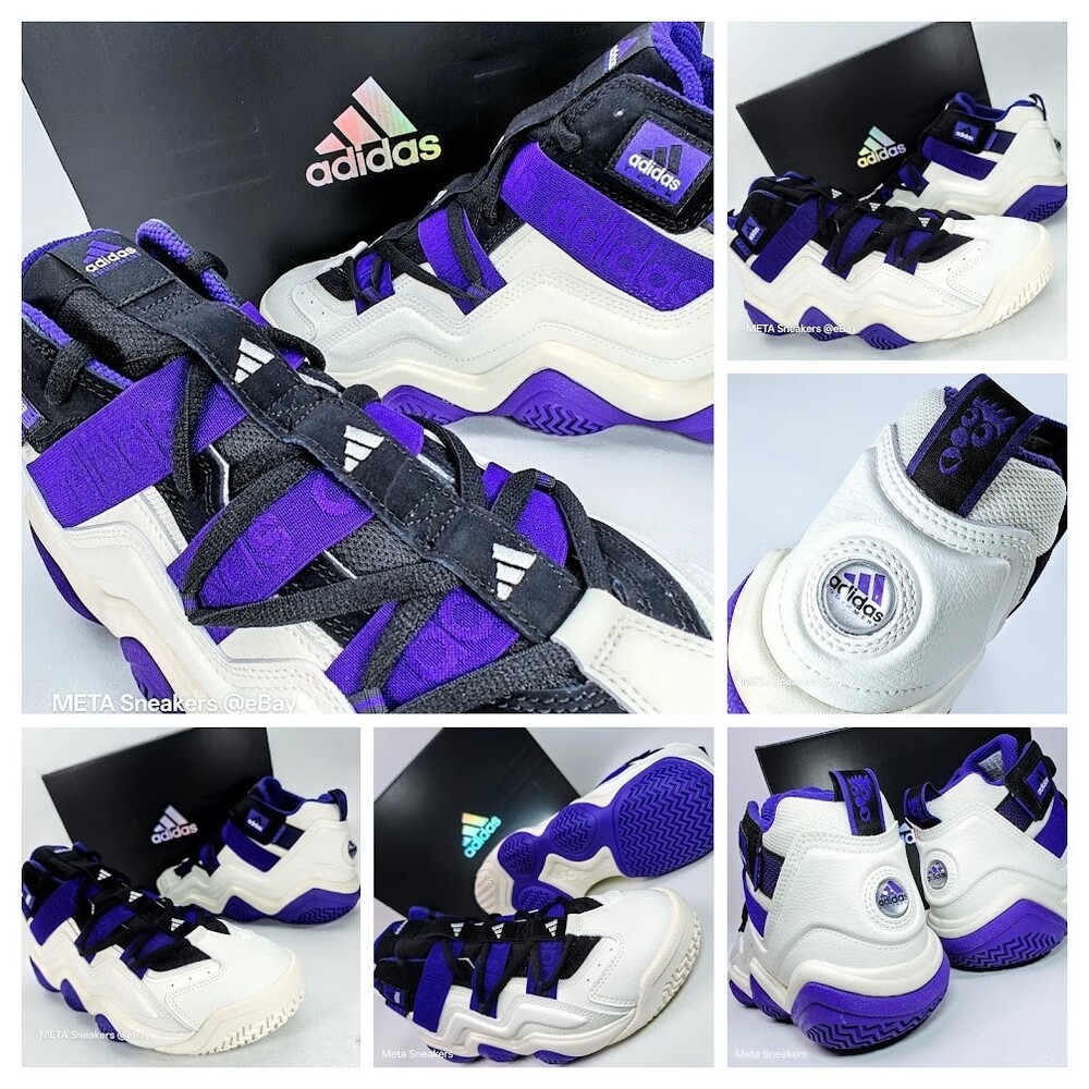 Adidas US 13 Men's White Black Purple Rare 90's Retro Top Ten 2000   HQ4622  NIB