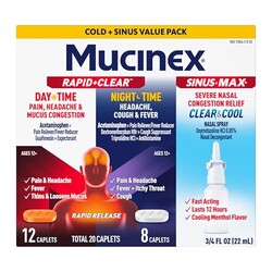 Mucinex Rapid+Clear Caplets (20ct) & Nas