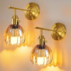 Vintage Gold Wall Sconces Set of 2 with