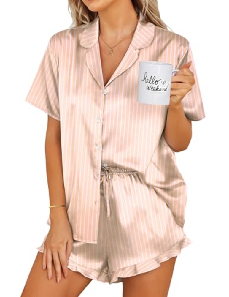 Ekouaer Silk Pajamas Womens Short Sleeve