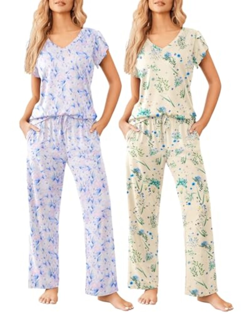Ekouaer 2 Pack Womens Pajama Set Short S