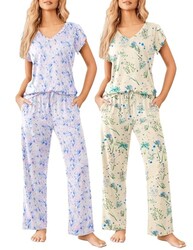 Ekouaer 2 Pack Womens Pajama Set Short S
