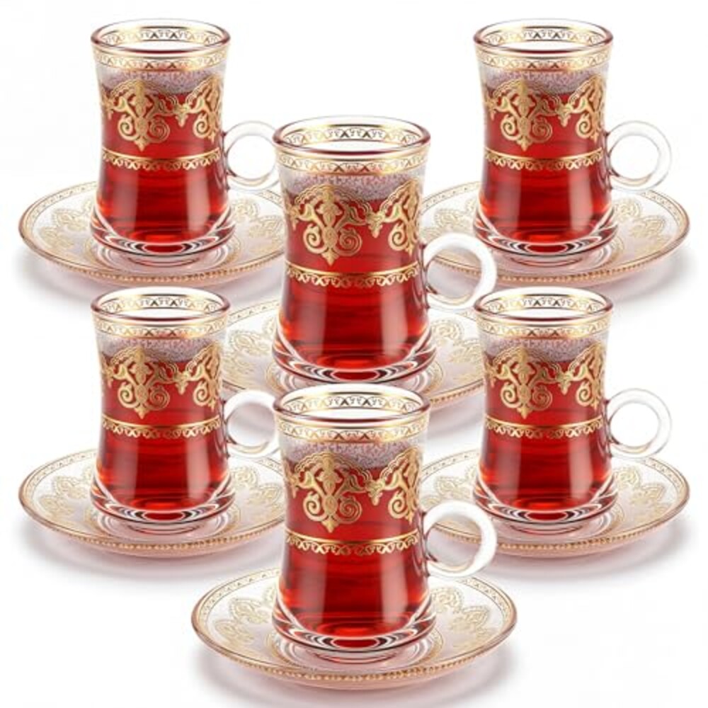 Acellegic 6-Piece Turkish Tea Glasses Cu