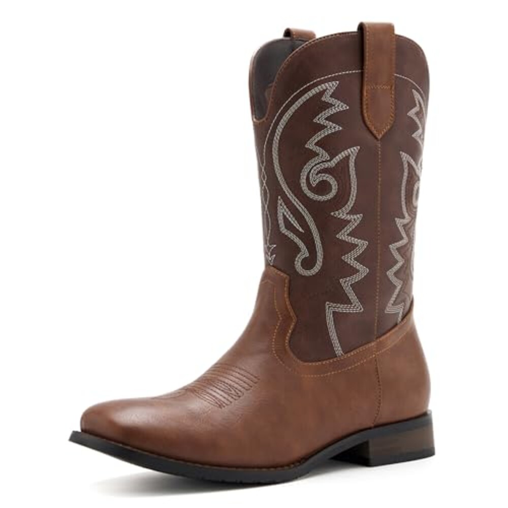 vodvob Cowboy Boots for Men Square Toe C