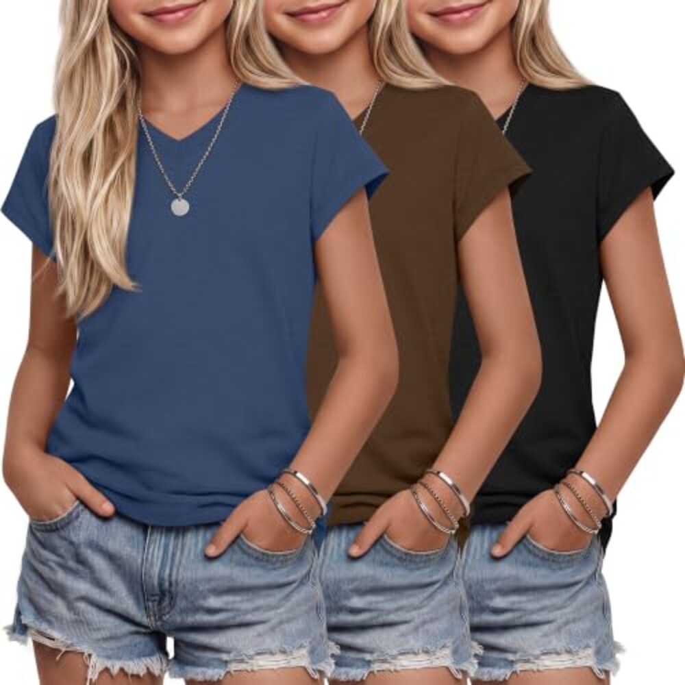 YooAurvox 3 Pack Girls Cap Sleeve Tops,