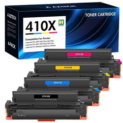 410X Toner Cartridges 4 Pack Compatible for HP 410X 410A CF410X CF410A Laserjet MFP M377dw M477fdw M477fnw M477fdn Pro M452dn M452dw M452nw Printer With Chip