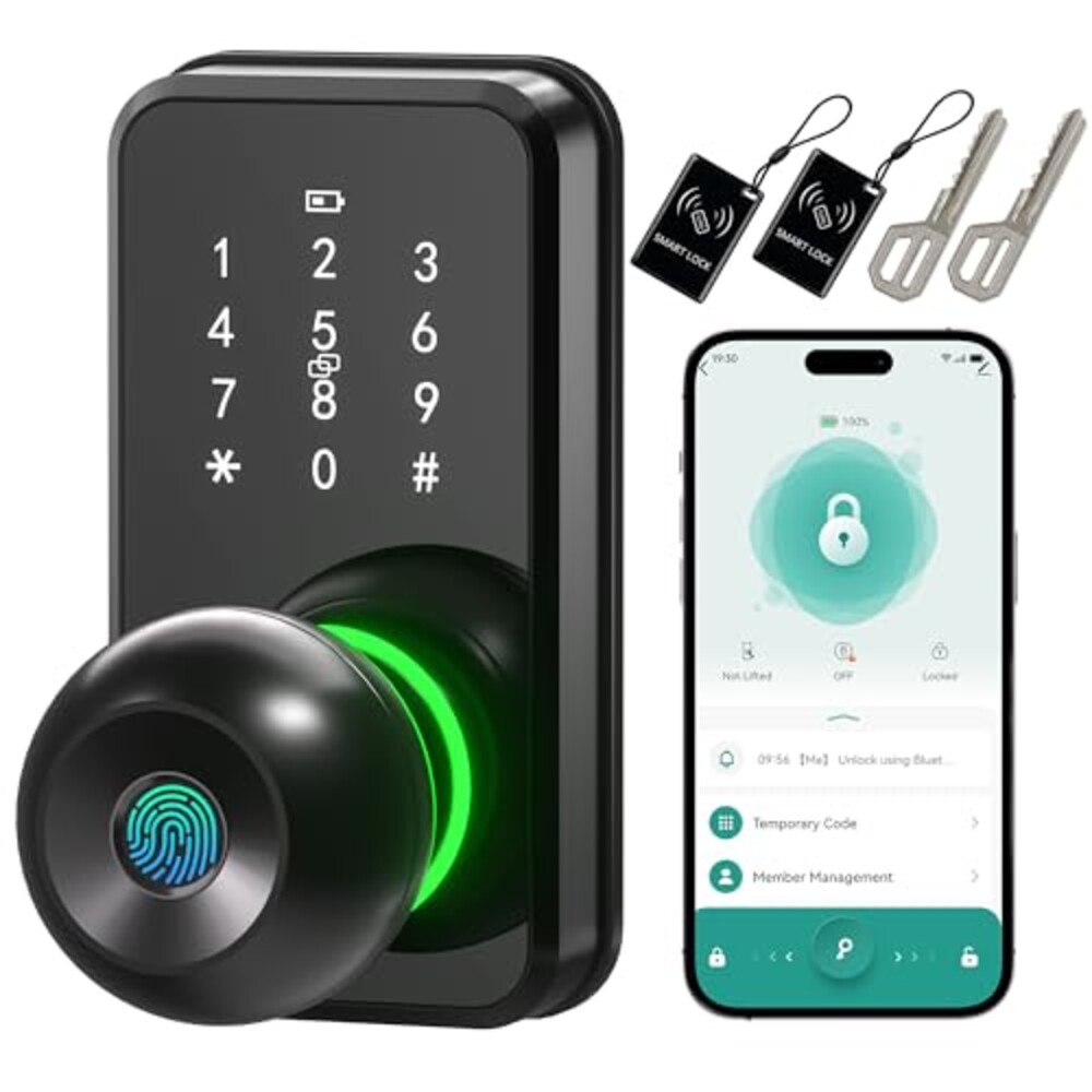 Smart Door Lock Knob Fingerprint Keypad